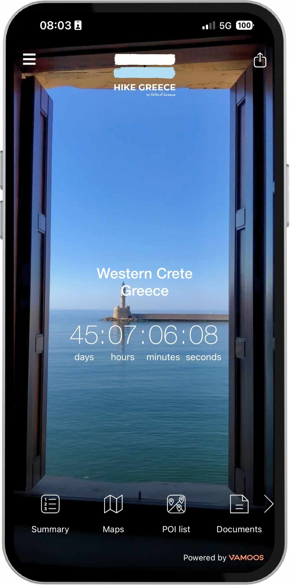 Hike Greece Digital Trail Guide Welcome The welcome screen of the Hike Greece digital navigation app on a mobile device - Hike Greece